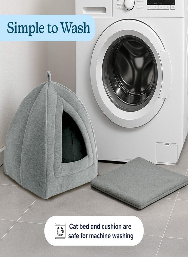 PETMAKER Cat Pet Bed, Igloo- Soft Indoor Enclosed Covered Tent/House for Cats, Kittens, and Small Pets with Removable Cushion Pad (Grey) - Image 5